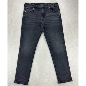 American Eagle Outfitters Airflex+ Straight Jeans Mens 36x32 Black Denim Whisker